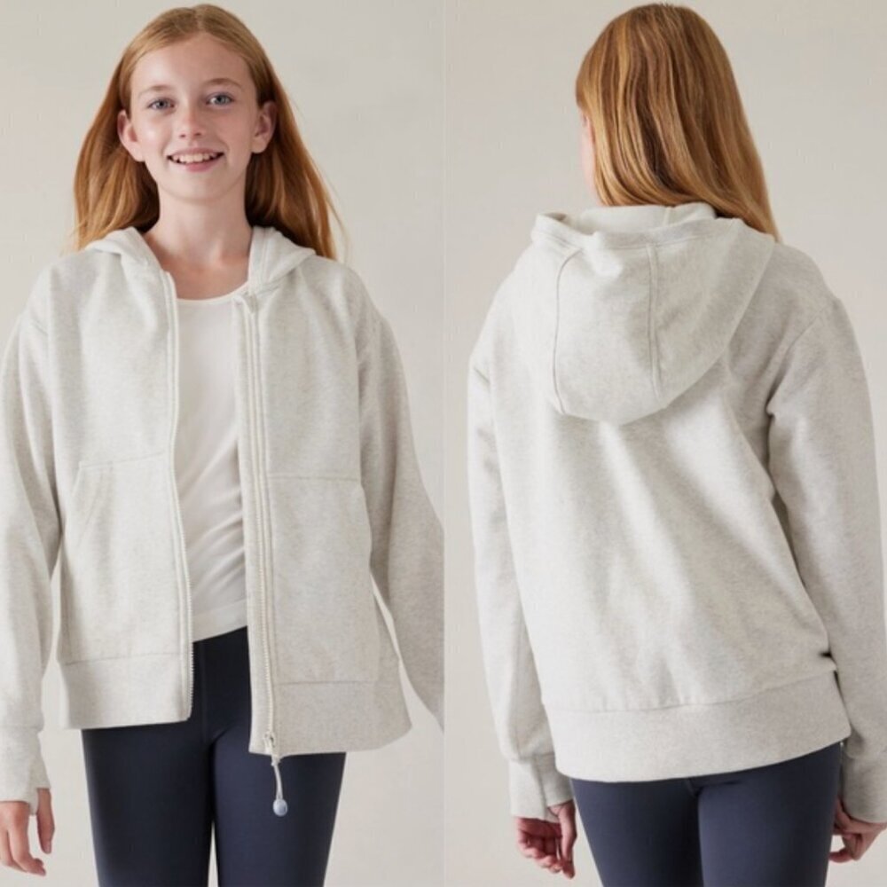 Athleta Girl RetroActive Full Zip in Fog Grey Heather, size XL/14